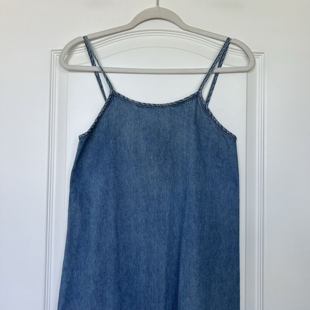 Y2K Vintage Blue Denim Dress S Midi Strappy Minimalist Boho Cottagecore 90s USA